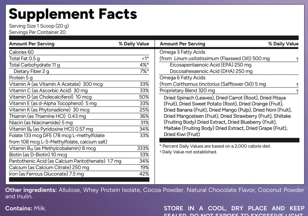Daily Nutritious Shake Nutrition Facts | GENIUS SHAKE KIDS | Vital Health