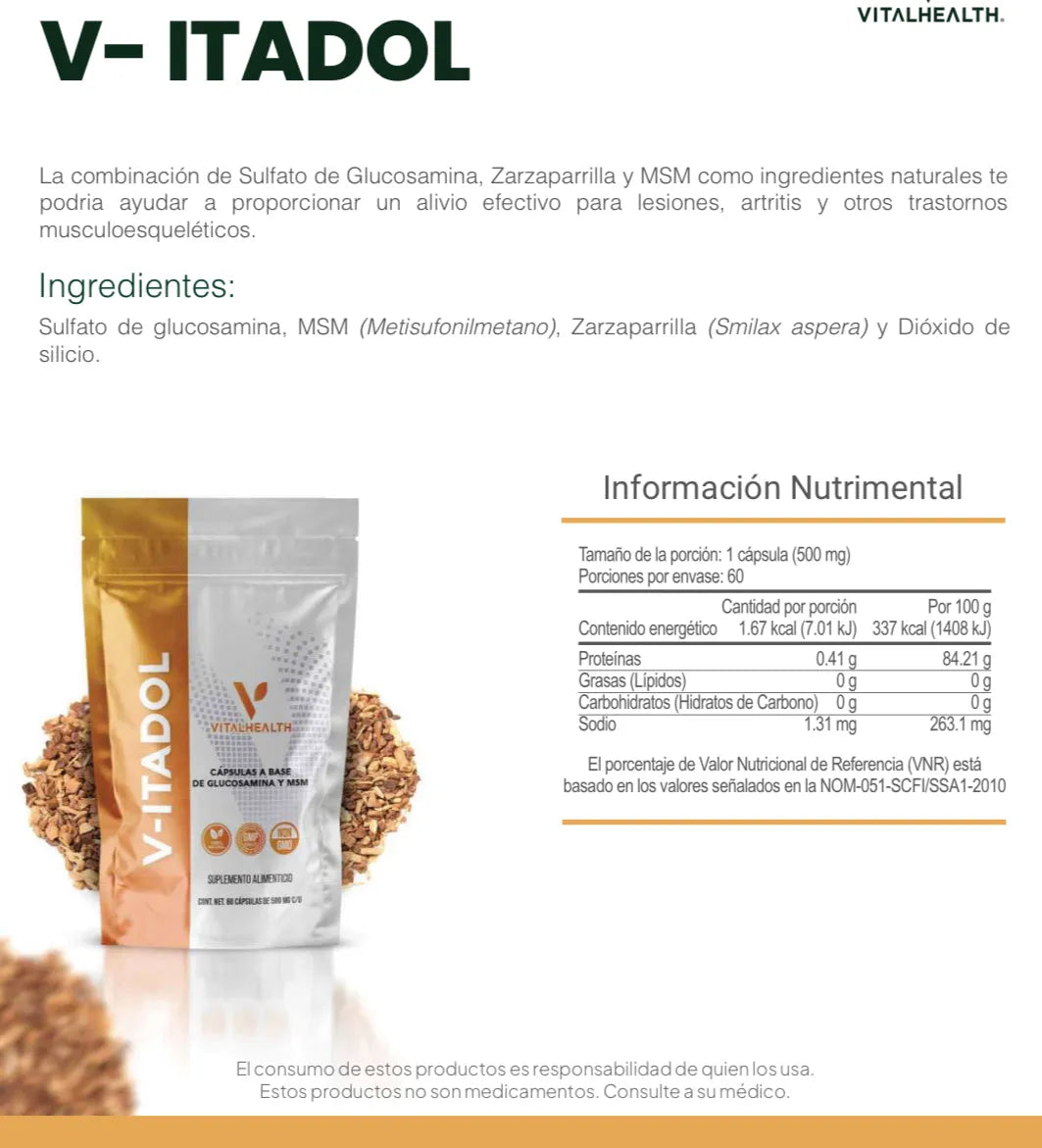 Joint and Mobility Support | V-ITADOL | Vital Health | Informacion nutricional