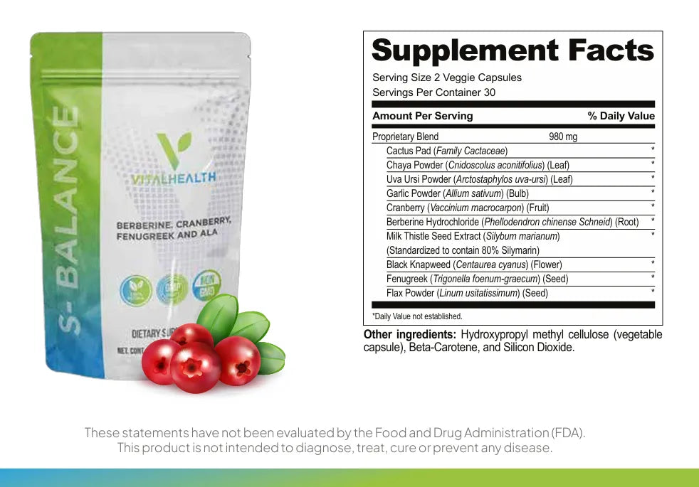 S-Balance | Vital Health |  Glucose and Metabolism Nutrition Facts