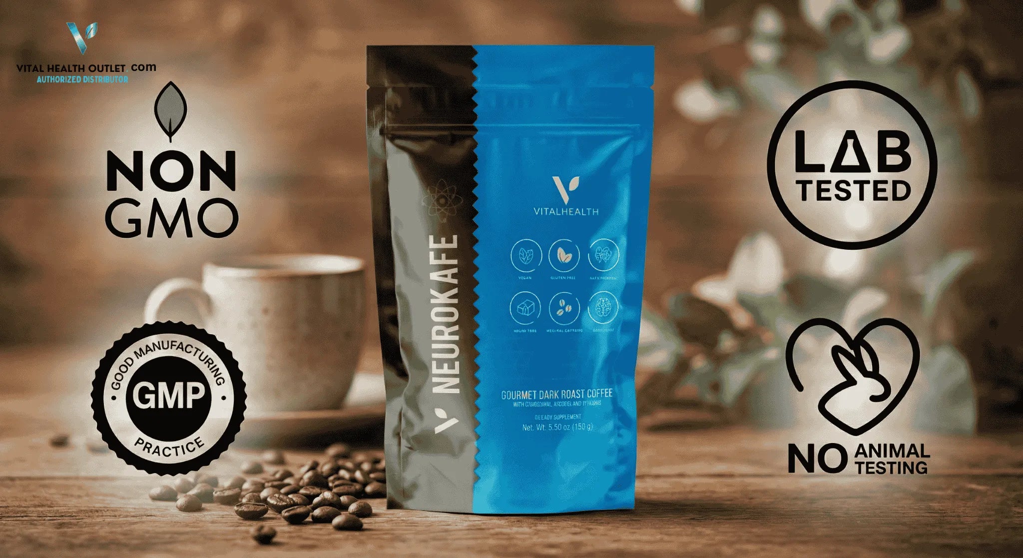 The Brain Coffee Non GMO | V-NEUROKAFE | Vital Health