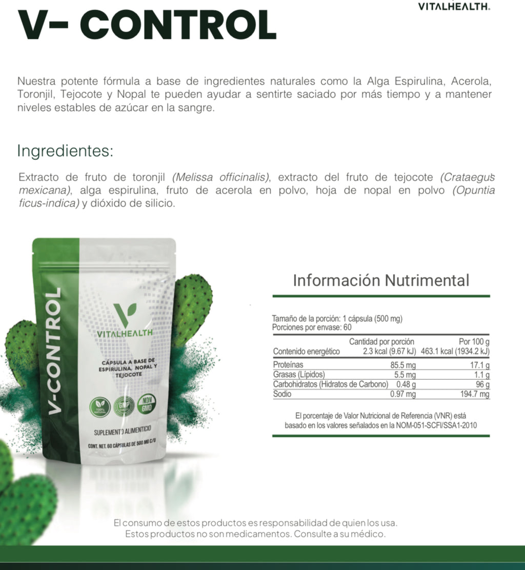 V-Control | Vital Health | Informacion nutricional