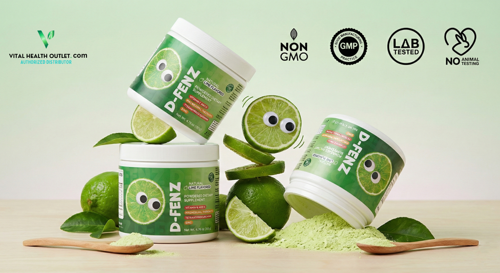 Vital Health D-Fenz defense blend with Vitamin C, Zinc, Vitamin D3, and Turmeric