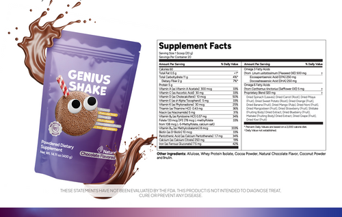 Daily Nutritious Shake | GENIUS SHAKE KIDS | Vital Health | Nutritional Facts