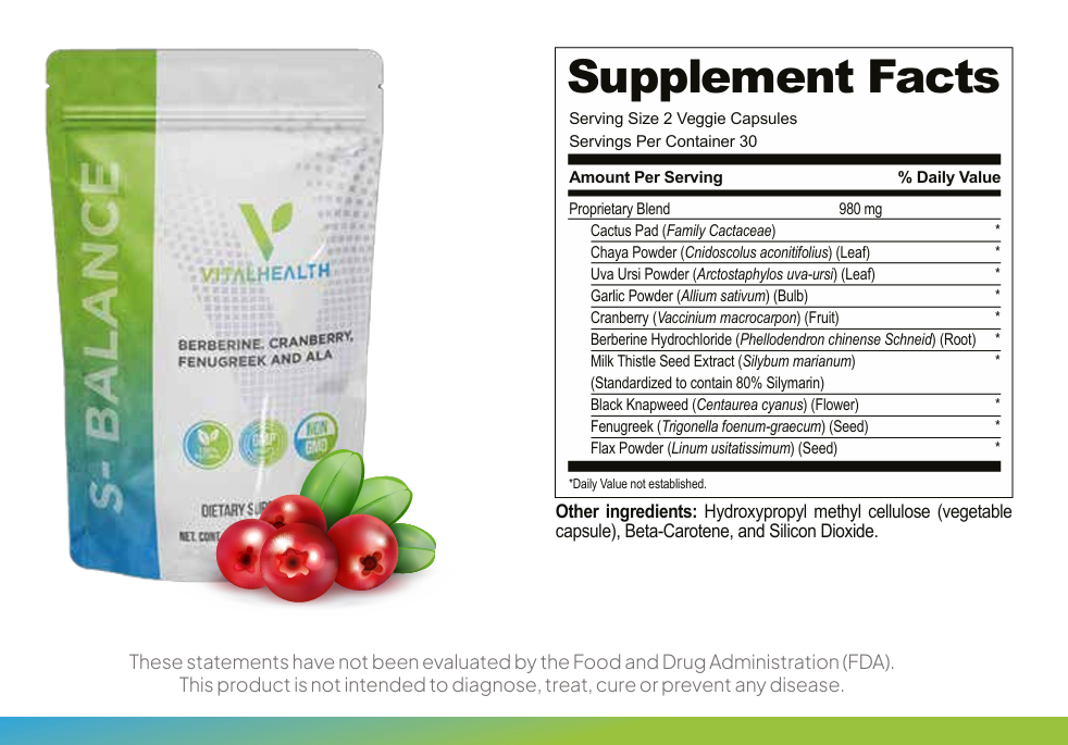 S-Balance | Vital Health |  Glucose and Metabolism Nutrition Facts